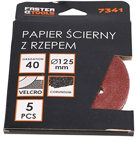 Faster Tools Smilšpapirio diskas Velkro 125mm 40 grūdėtumo 5 vnt.