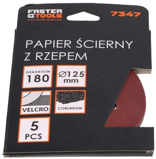 Faster Tools Šlifavimo diskas Velcro 125mm Grūdėtumas 180 (5 vnt.)