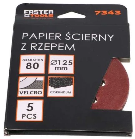 Faster Tools Švitrinis diskas Velcro 125mm Grūdėtumas 80 (5 vnt.)