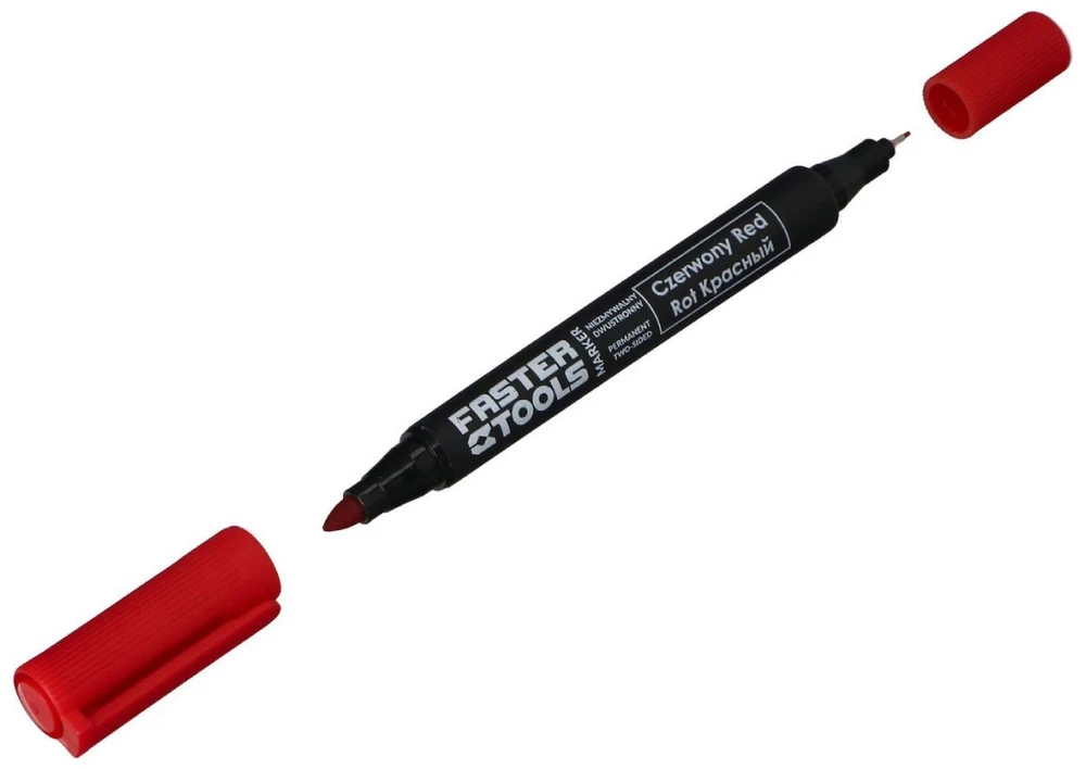 Žymeklis dvipusis permanentinis Faster Tools Raudonas 1.2mm/0.6mm
