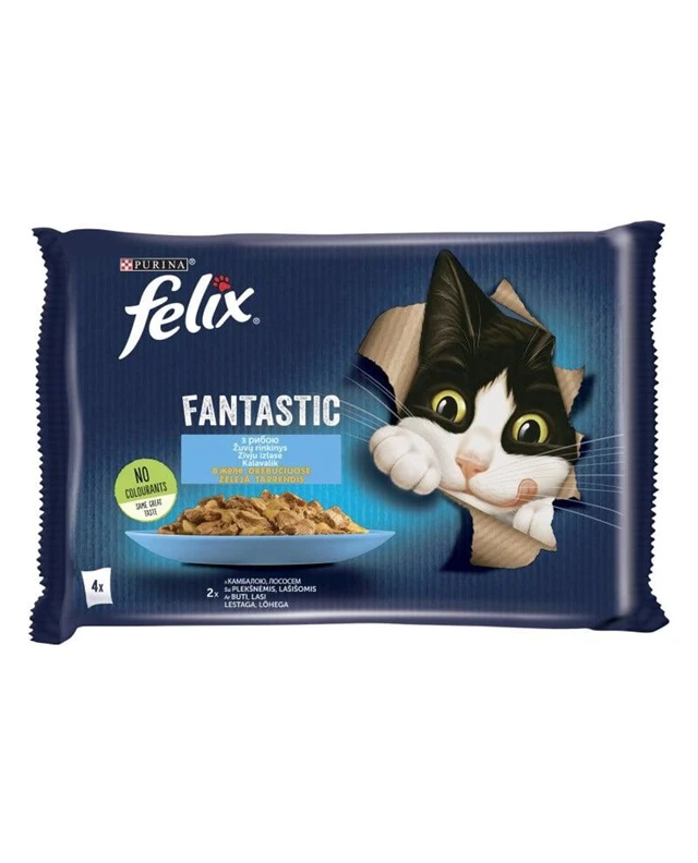 Konservuotas kačių ėdalas FELIX Fantastic žuvies sk., 4x85 g