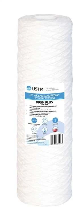 Filtravimo kasetė polipropileno siūlų USTM PP5M PLUS, polipropilenas, 10", 5 mikronai