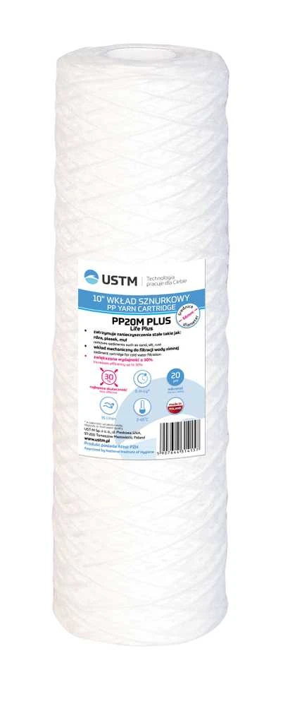 Mechaninė siūlinė filtro kasetė USTM PP20M PLUS 10″, 20 mkm