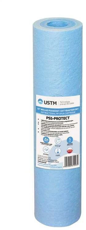 Filtra kasetne pūsts polipropilēns USTM PS5-PROTECT, polipropilēns, 10", 5 mikroni