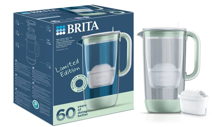 Vandens filtravimo ąsotis BRITA Glass Jug | 60-ojo jubiliejaus ribotas leidimas | Žalios spalvos | 2,5 l