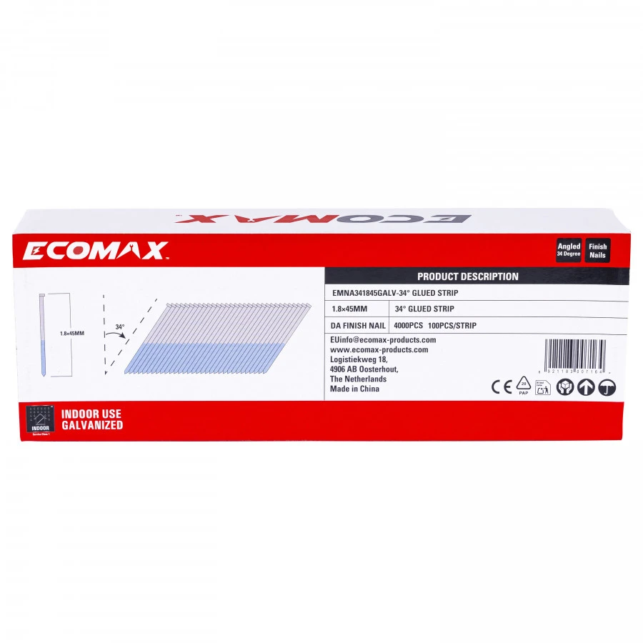 Vinys Ecomax EMNA341845GALV; 34°; 45x1,8 mm; 4000 vnt.