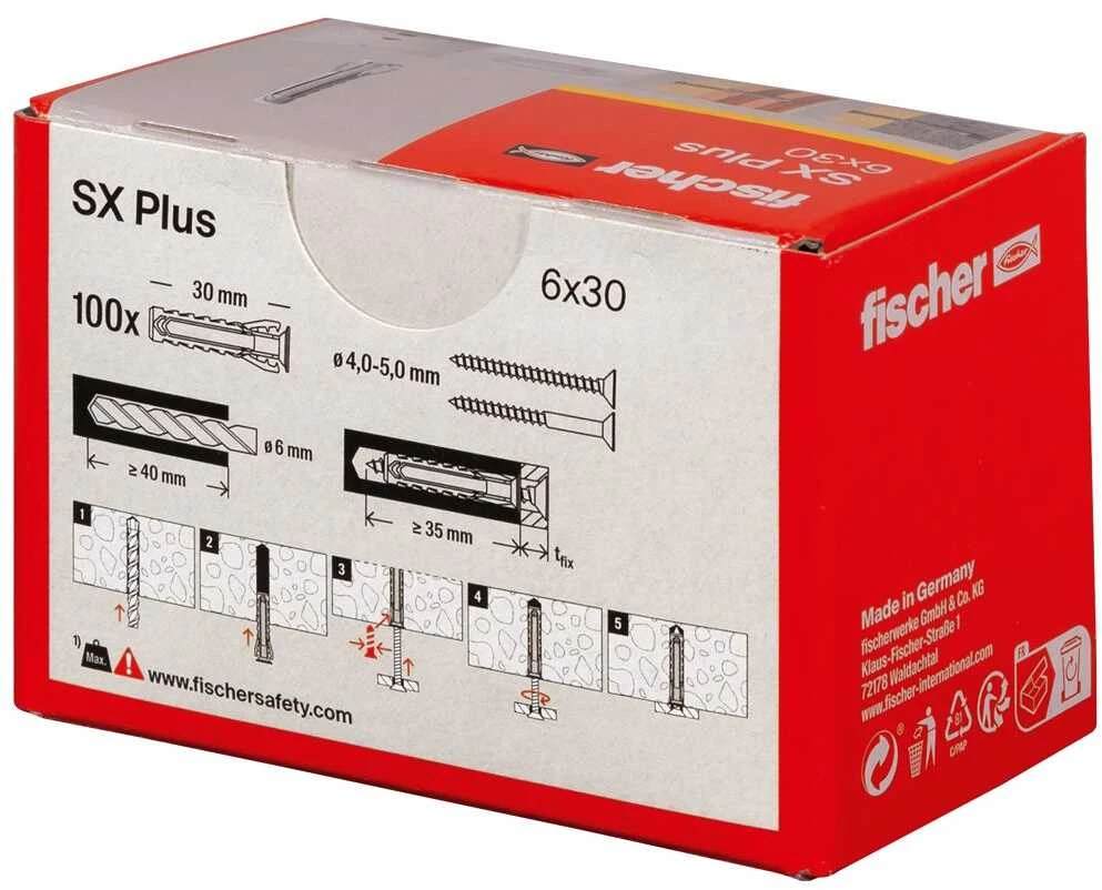 Fischer 61-568006 UNIV.KAIŠTIS SXPLUS 6X30MM 100NVT
