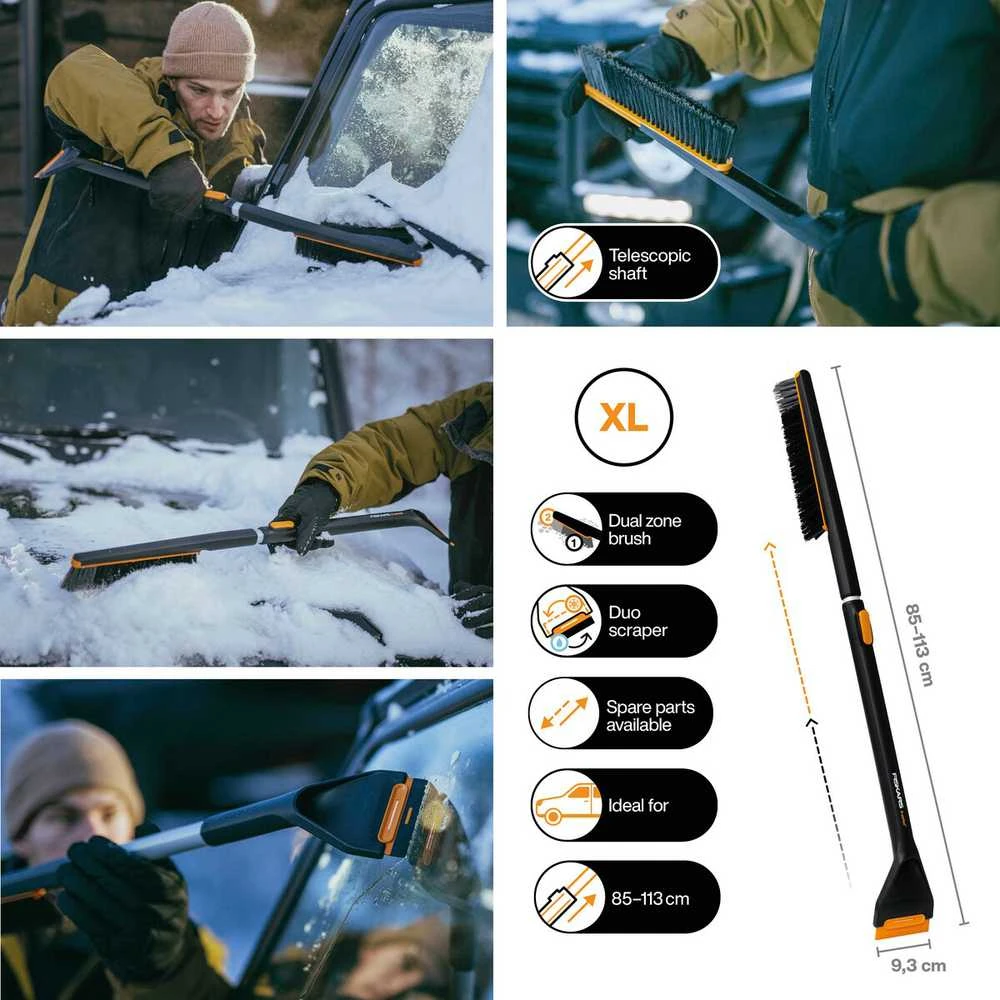 FISKARS X-SERIES TELESKOPINIS SNIEGO VALYMO ŠEPETYS IR GRANDIKLIS