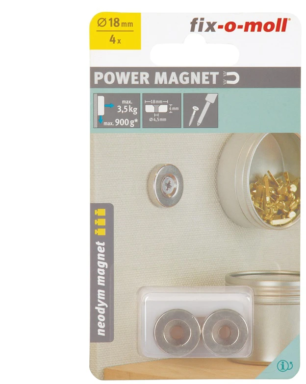 Fix O Moll MAGNETAI PRISUKAMI 18X4MM 4VNT