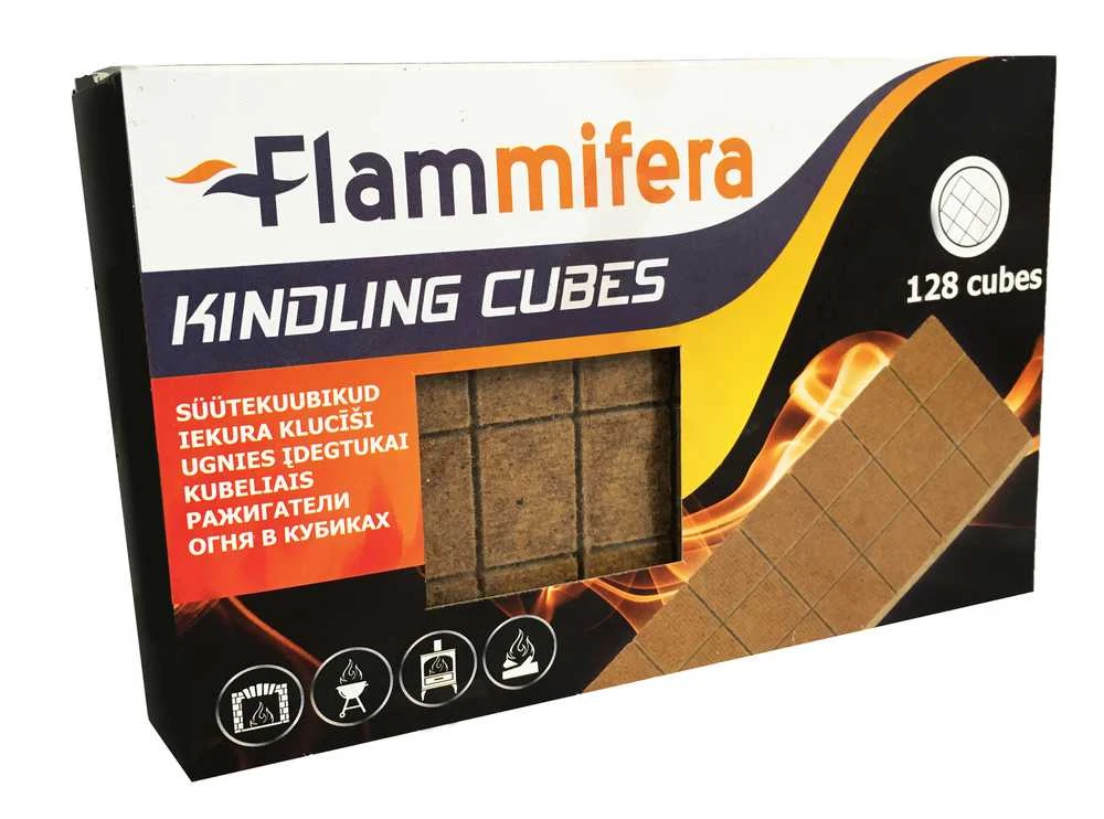 Ugnies įdegtukai kubeliais FLAMMIFERA, 128 vnt.