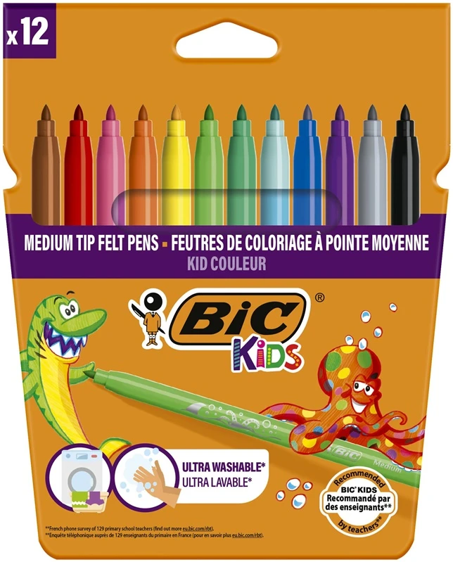 Flomasteriai Bic Kids Couleur, vienpusiai, 12 vnt.
