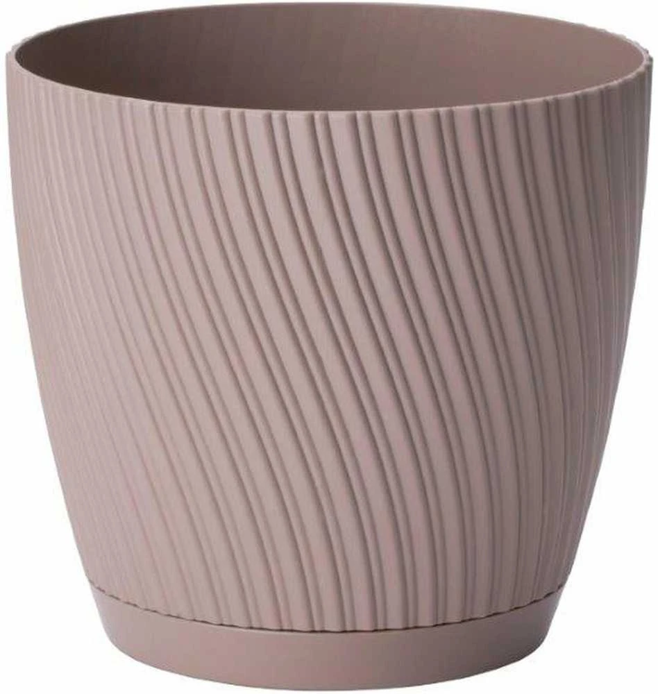 FORM PLASTIC Vazonas MIKA su padėklu 15cm, rudas