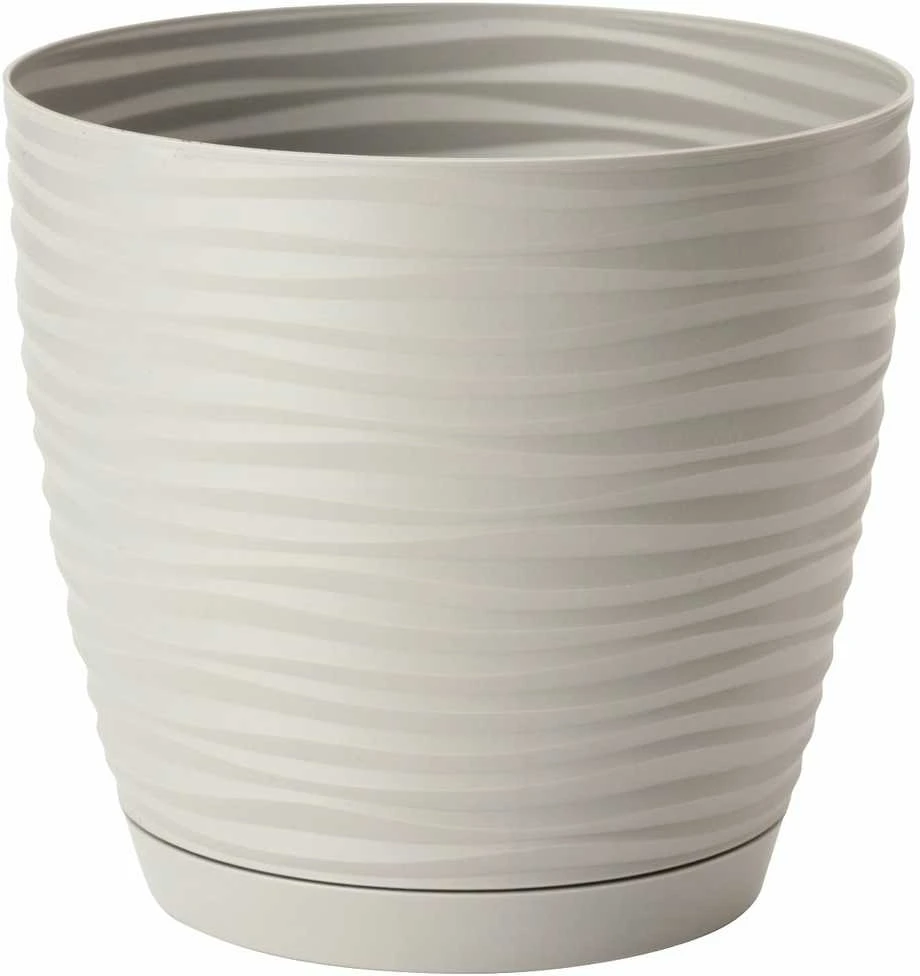 FORM PLASTIC Gėlių vazonas SAHARA su padėklu, 11 cm, pilkos spalvos