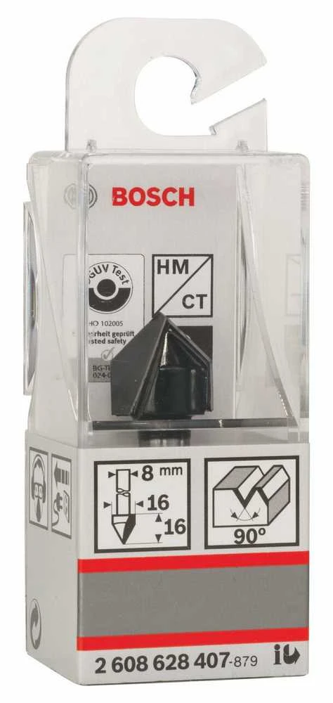 Bosch V-tipo griovelių freza HM 90o, l=16 mm,kotas 8mm