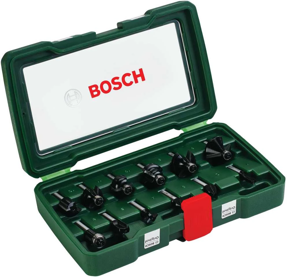 Bosch 12 dalių frezų komplektas, 8mm kotu