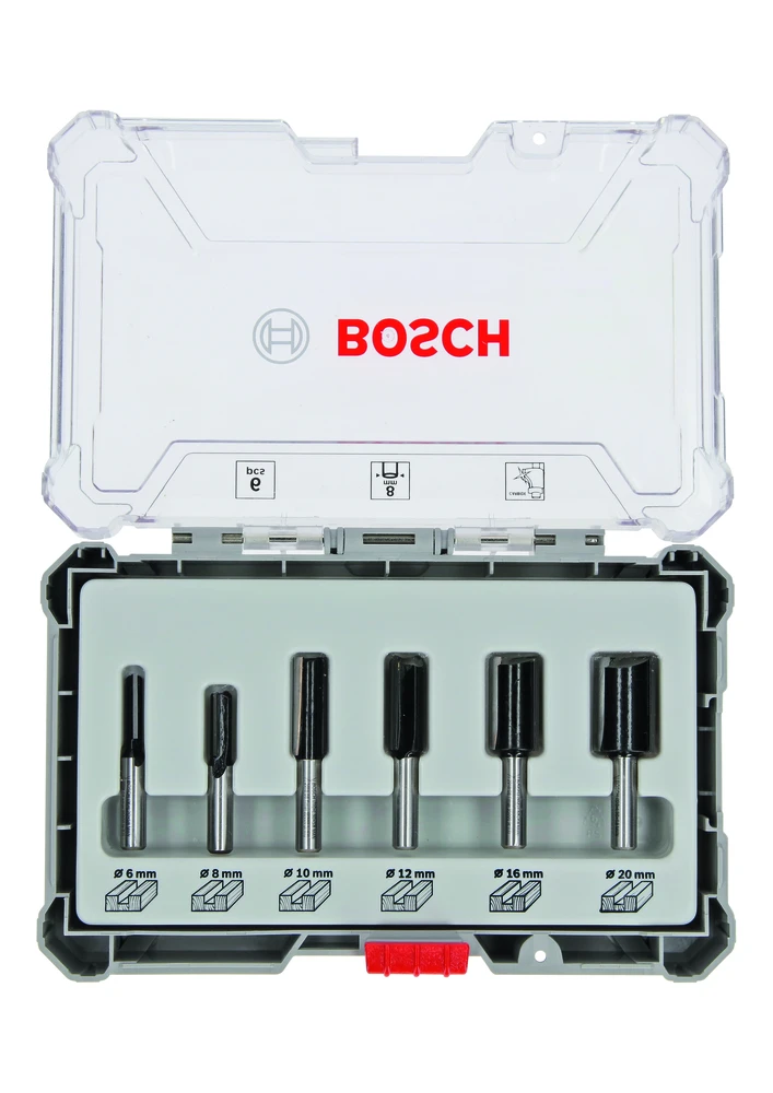 Bosch 6 daliu frezų kompl. 8 mm kotu,"Straight"