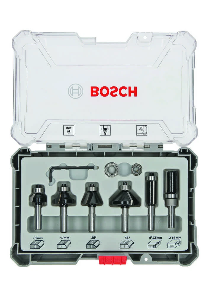 Bosch 6 daliu frezų kompl. 8 mm kotu, "Trim&Edging"