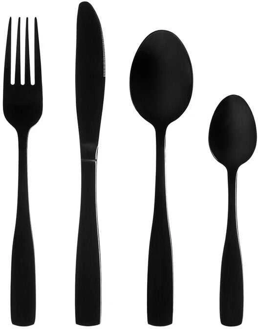 Stalo įrankių rinkinys Maku Kitchen Life Basic, matinis juodas, 16 vnt.