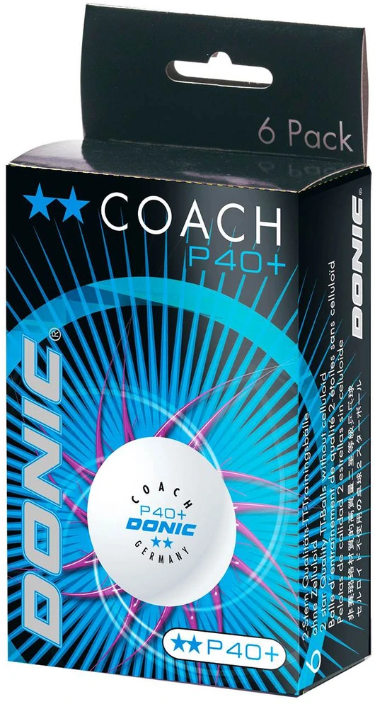 Stalo teniso kamuoliukai DONIC P40+ Coach 2žv. 6 vnt Baltas