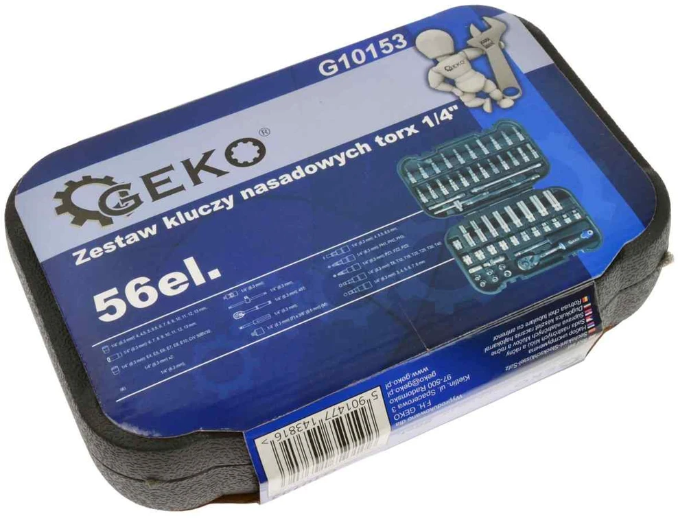 Galvu komplekts Geko 1/4 colio, 4-14 mm, 56 vnt. lagaminėlyje