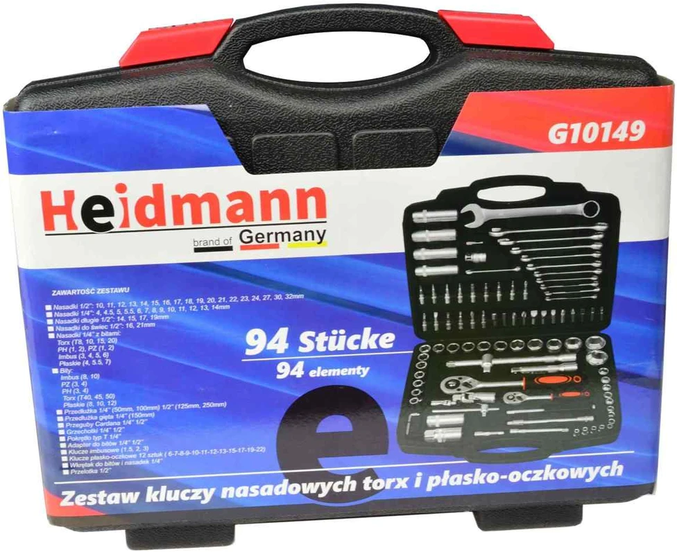 Geko Galvu raktų komplektas Heidmann 94 vnt. lagamine