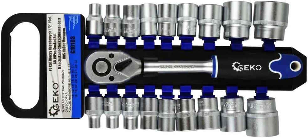 Galvu atslēgu komplekts Geko 1/2" 19 vnt. 8-32mm