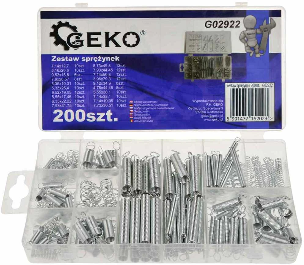 Geko Rinkinys SPRĘŻYNEK 200SZT.(20) G02922 GEKO