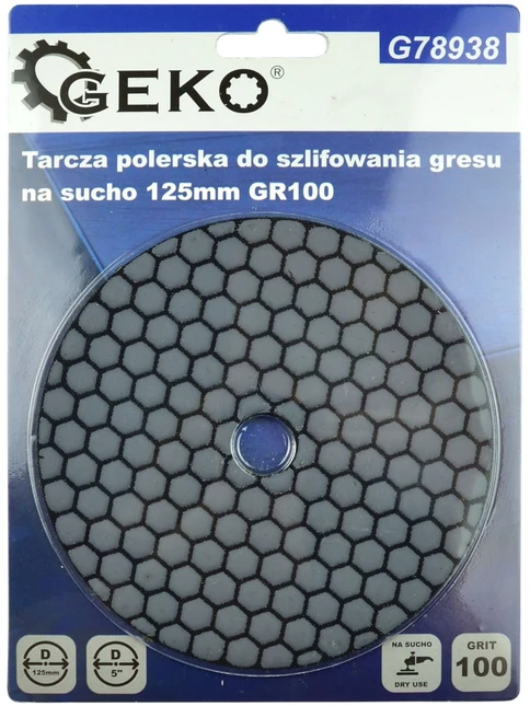 Geko Deimantinis diskas sausam poliravimui 125mm Grūdėtumas 100