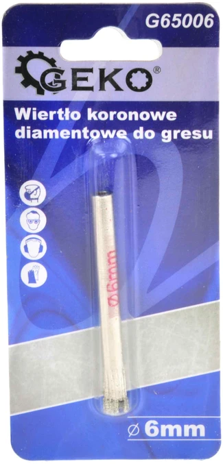 Karūnėlės formos grąžtas plytelėms Geko 6mm
