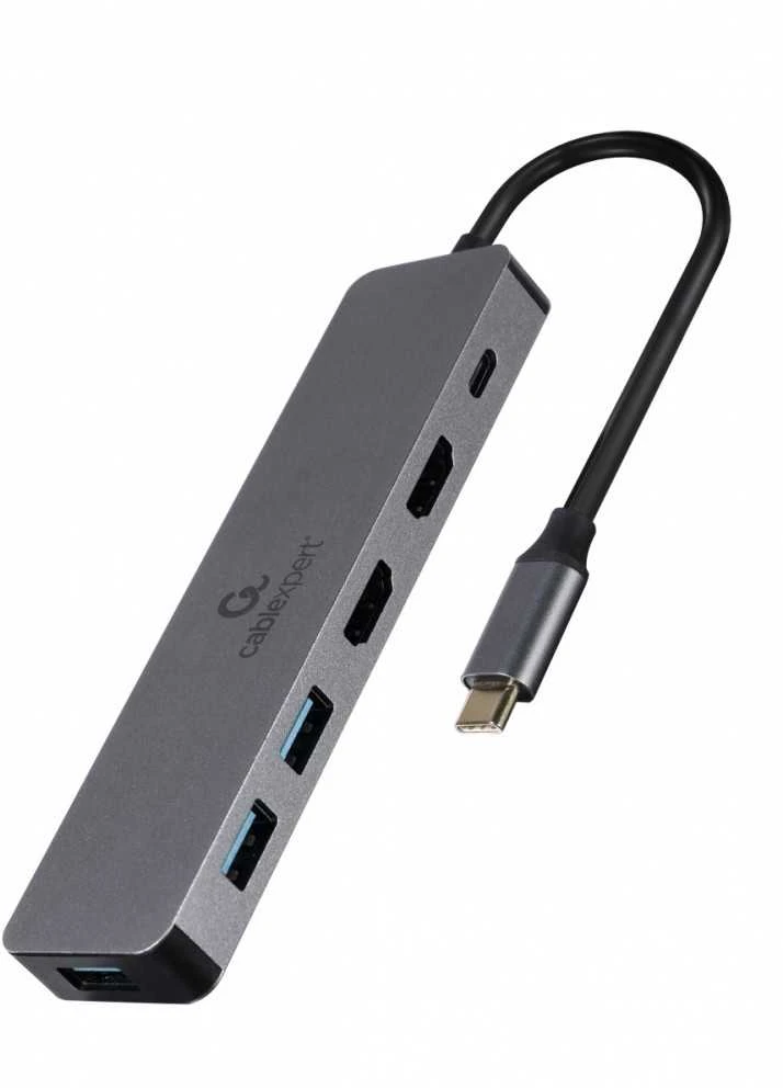 Gembird Adapteris usb-c hub usb-c pd hdmi x2 usb 3.0x3