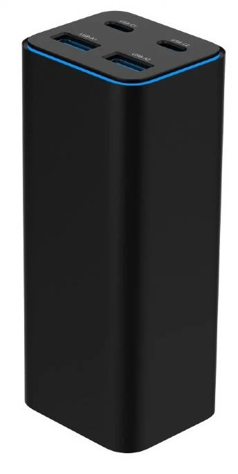 Gembird GaN 4x USB maitinimo šaltinis 100W, juodas