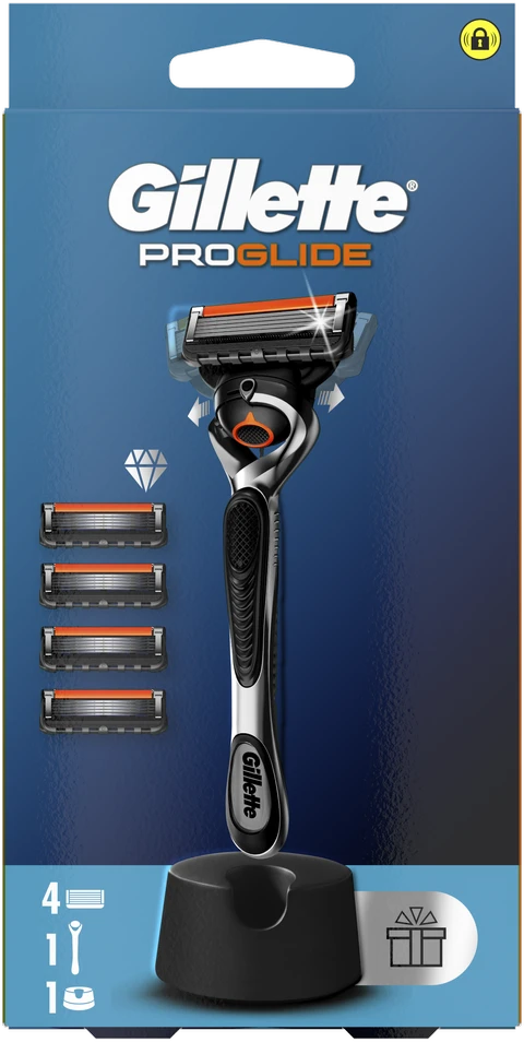 Gillette Fusion5 ProGlide Skustuvas Vyrams + 4 Skutimosi Galvučių