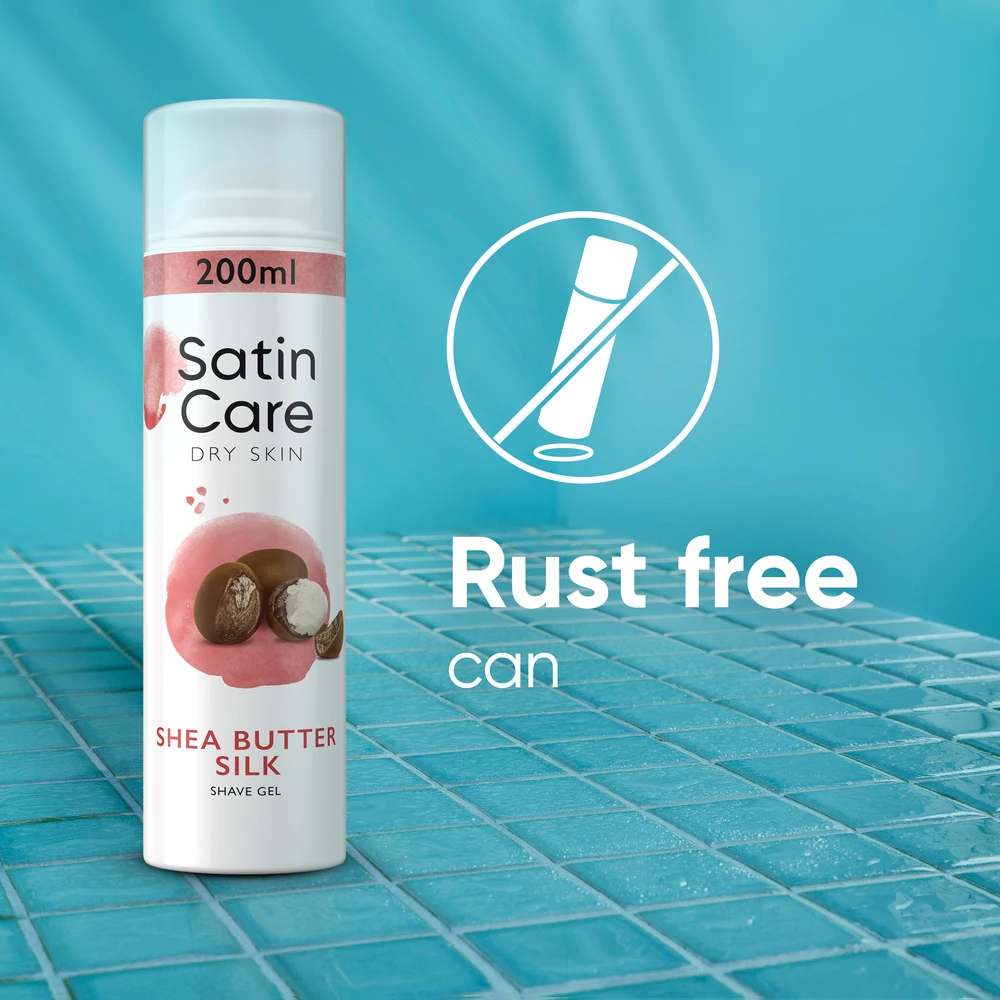 Skutimosi želė sausai odai Gillette Satin Care Shea Butter, 200 ml