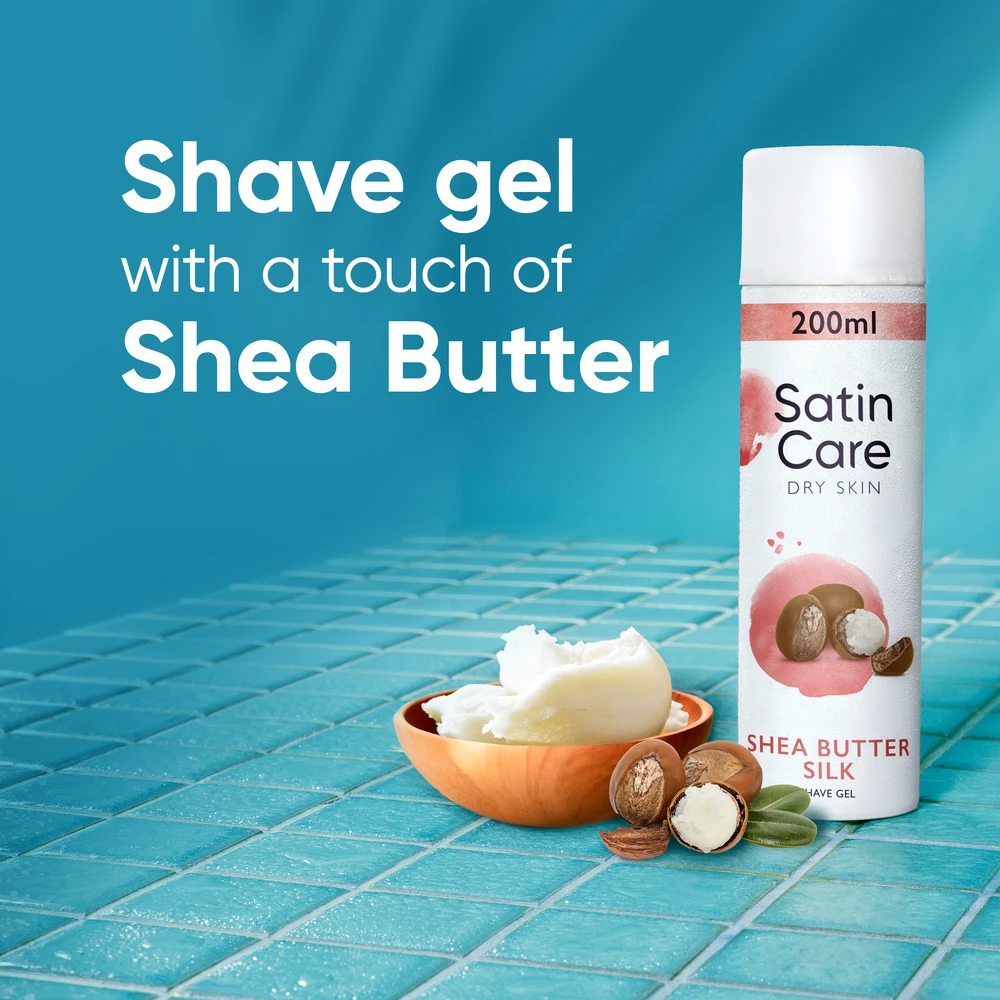 Skutimosi želė sausai odai Gillette Satin Care Shea Butter, 200 ml