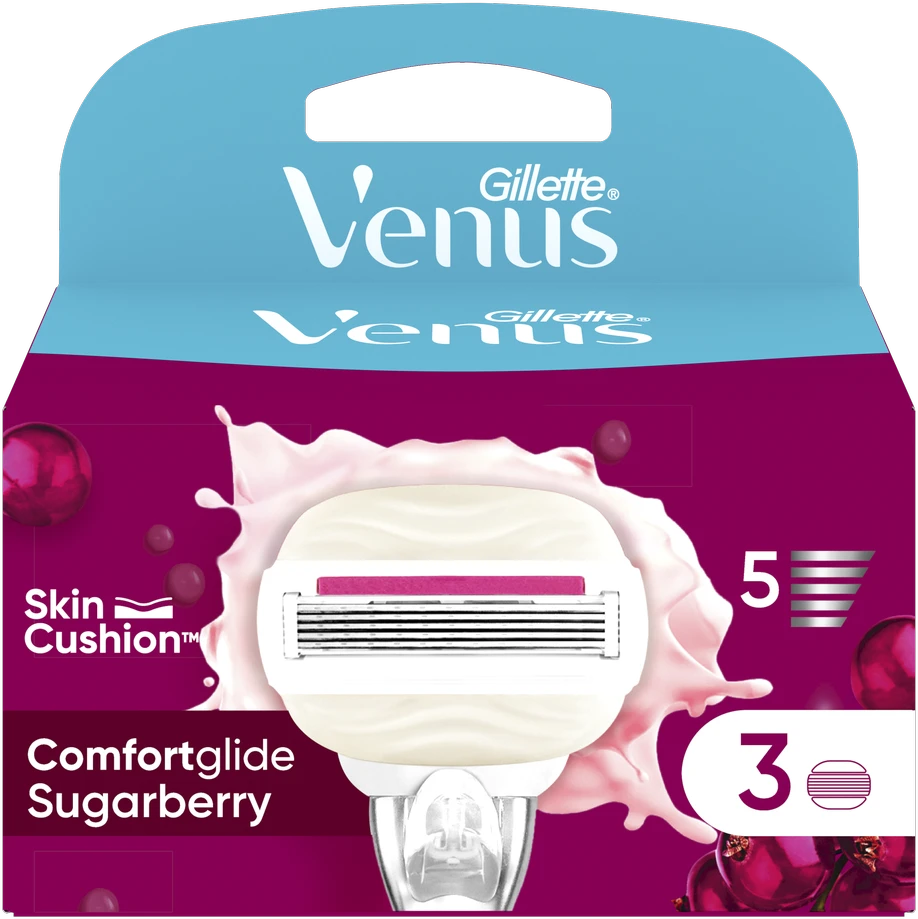 Gillette Venus ComfortGlide Sugarberry Miami Skustuvo Galvutės, 3 vnt.