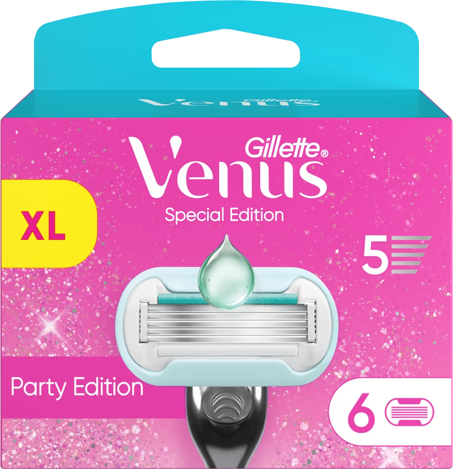 Gillette Venus Party Edition Skustuvo Keičiamos Galvutės, 6 vnt.