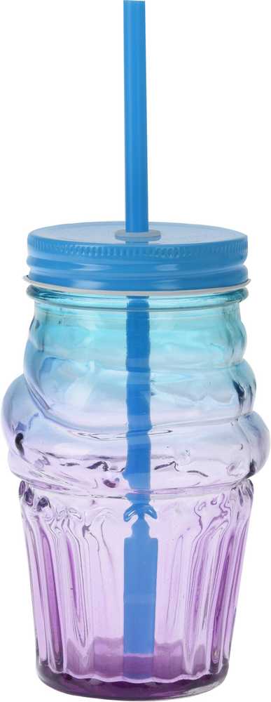 Stiklinė su šiaudeliu, stiklas, 0.475 l
