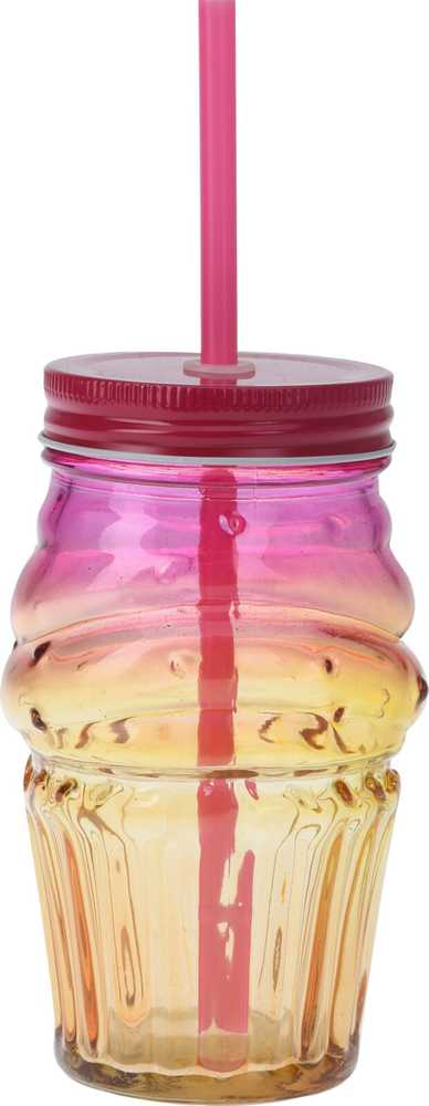 Stiklinė su šiaudeliu, stiklas, 0.475 l