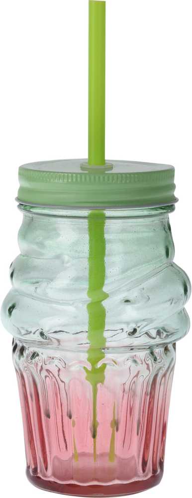 Stiklinė su šiaudeliu, stiklas, 0.475 l