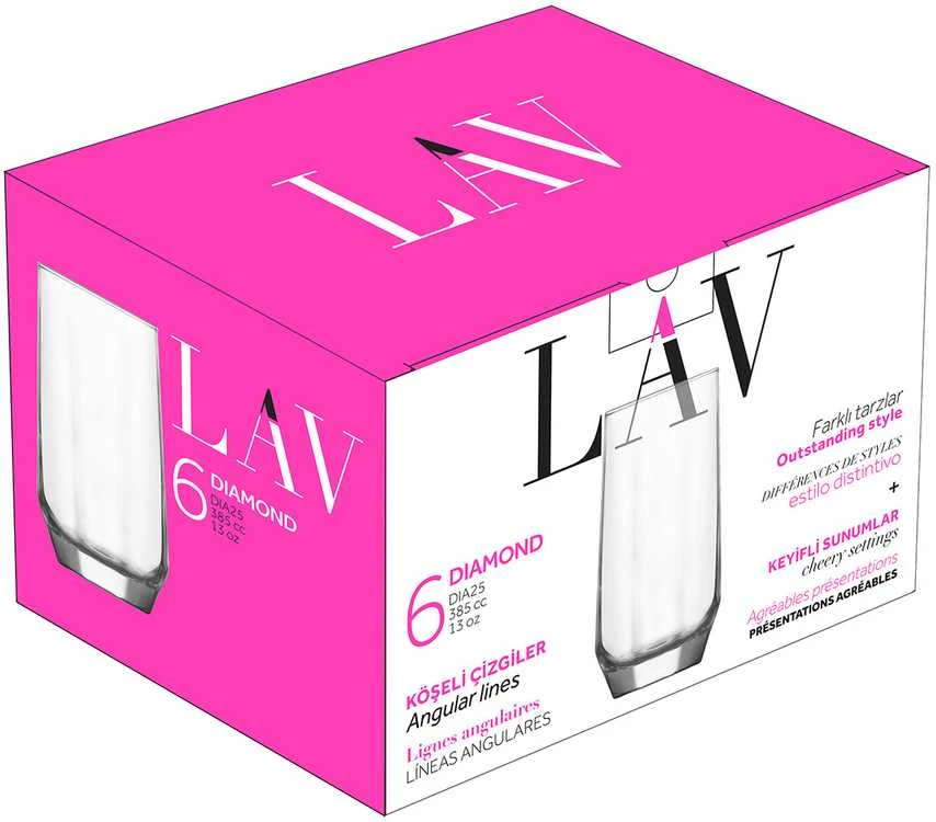 Stiklinės LAV DIAMOND DIA25F, 385 ml, 6 vnt.
