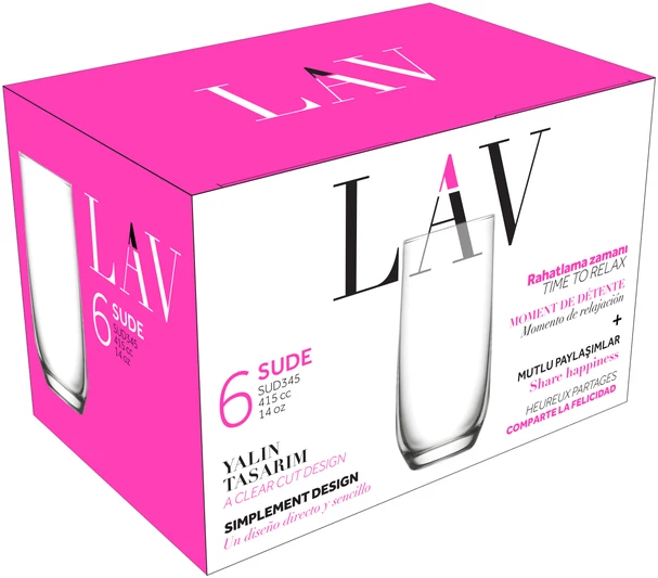 Stiklinės LAV SUDE LV-SUD345F, 415 ml, 6 vnt.