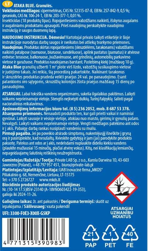 Mkds Insekticidas ATAKA Mėlynas, skruzdėlėms naikinti, 100 g