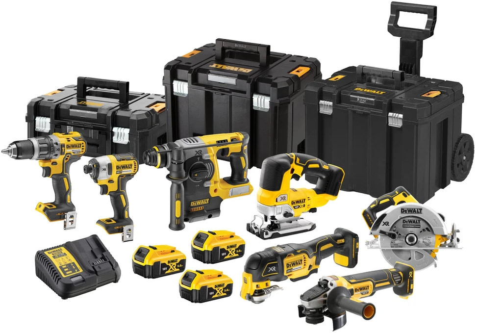 Grąžtas Akumuliatorinių įrankių rinkinys su akumuliatoriumi Dewalt DCK755P3T-QW, 18 V, 5 Ah