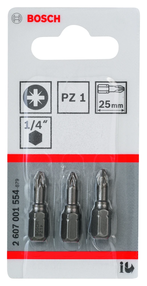 Grąžtas Atsuktuvų antgalių komplektas Bosch Extra Hard PZ1, PZ1, 25 mm