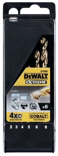 Grąžtas Grąžtų komplektas metalui DeWalt DT4956-QZ; 2-8 mm; 6 vnt.