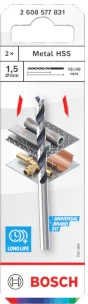 BOSCH grąžtas metalui 1,5 x 18 x 40 mm , 2 vnt.