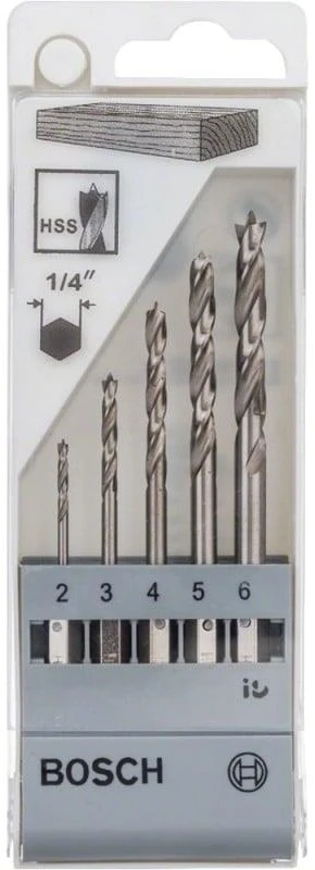 Grąžtas Medienos grąžtų komplektas Bosch, 2-6 mm, 5 vnt