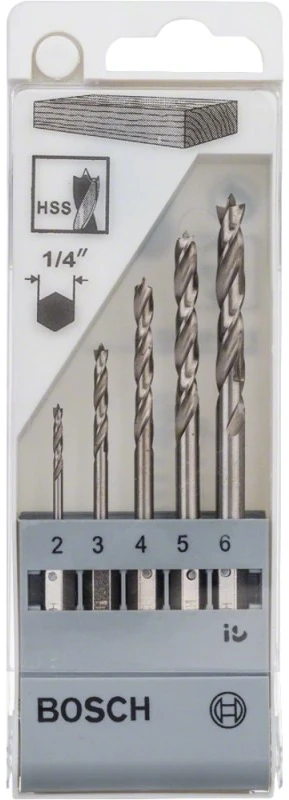Grąžtas Medienos grąžtų komplektas Bosch, 2-6 mm, 5 vnt