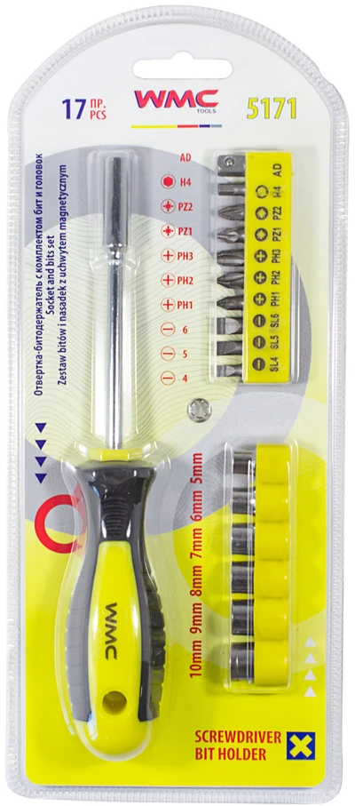 Grąžtas Atsuktuvų rinkinys WMC Tools 5171, 21 cm, 17 vnt.