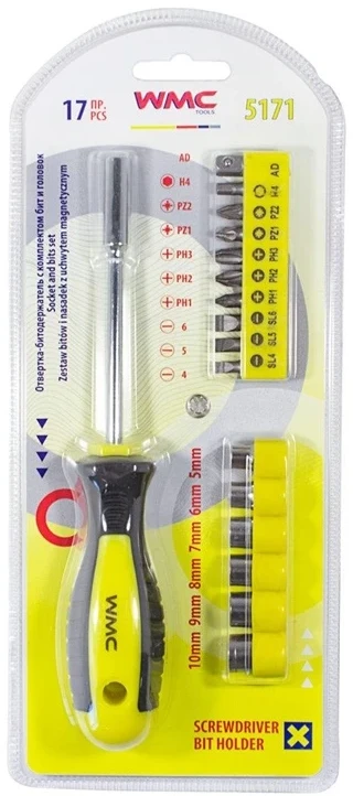 Grąžtas Atsuktuvų rinkinys WMC Tools 5171, 21 cm, 17 vnt.